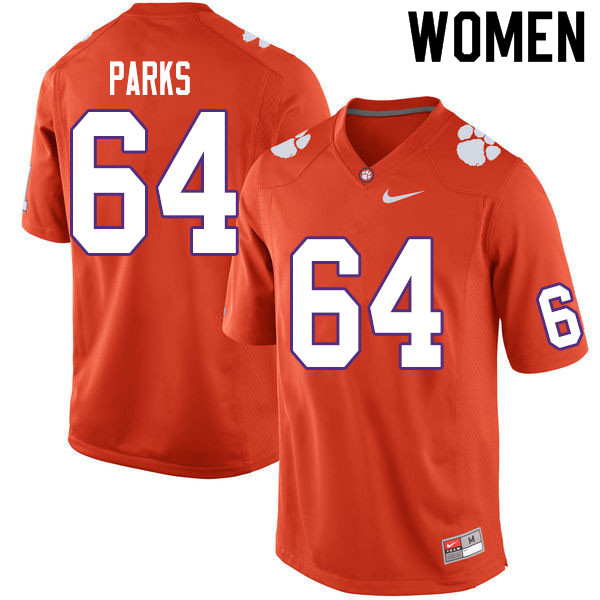 Women #64 Walker Parks Clemson Tigers College Football Jerseys Sale-Orange